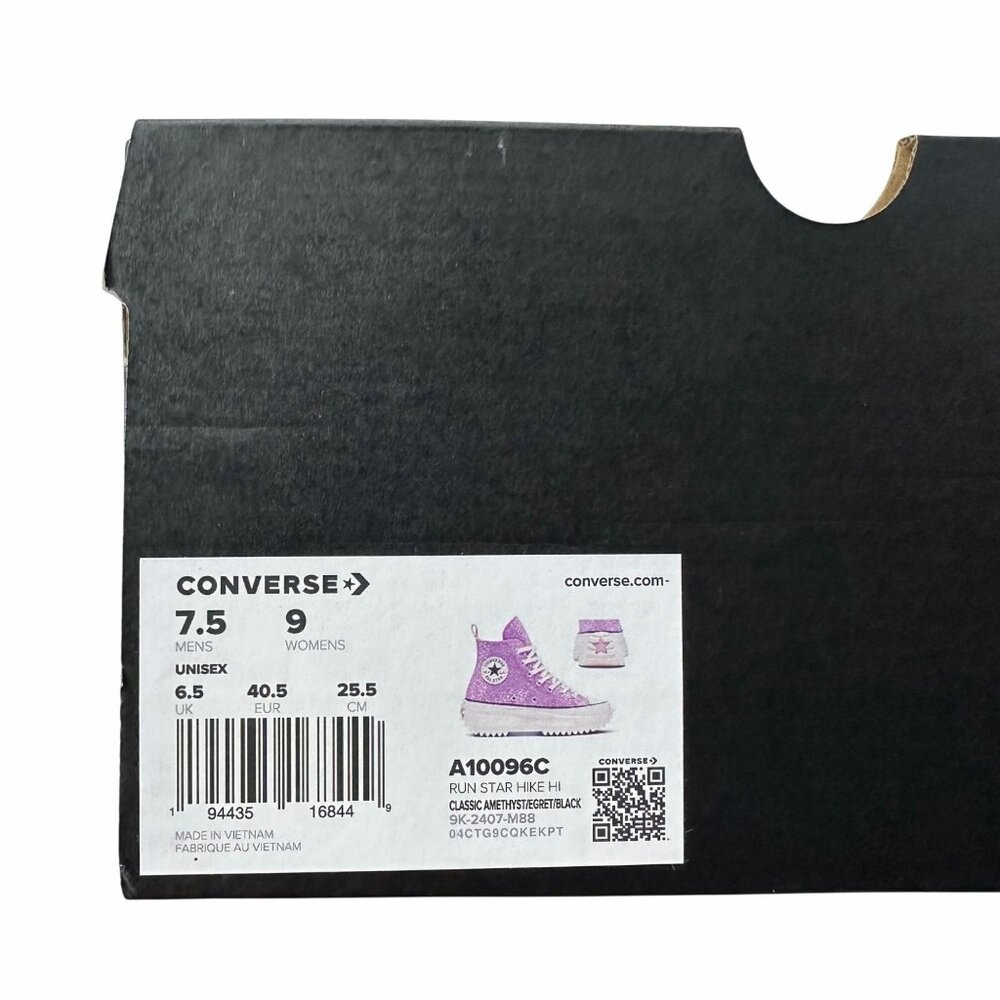 ✨Converse Run Star Hike Platform Hi 9 Women Shoes Sneaker Glitter Purple A10096C - Picture 8 of 9